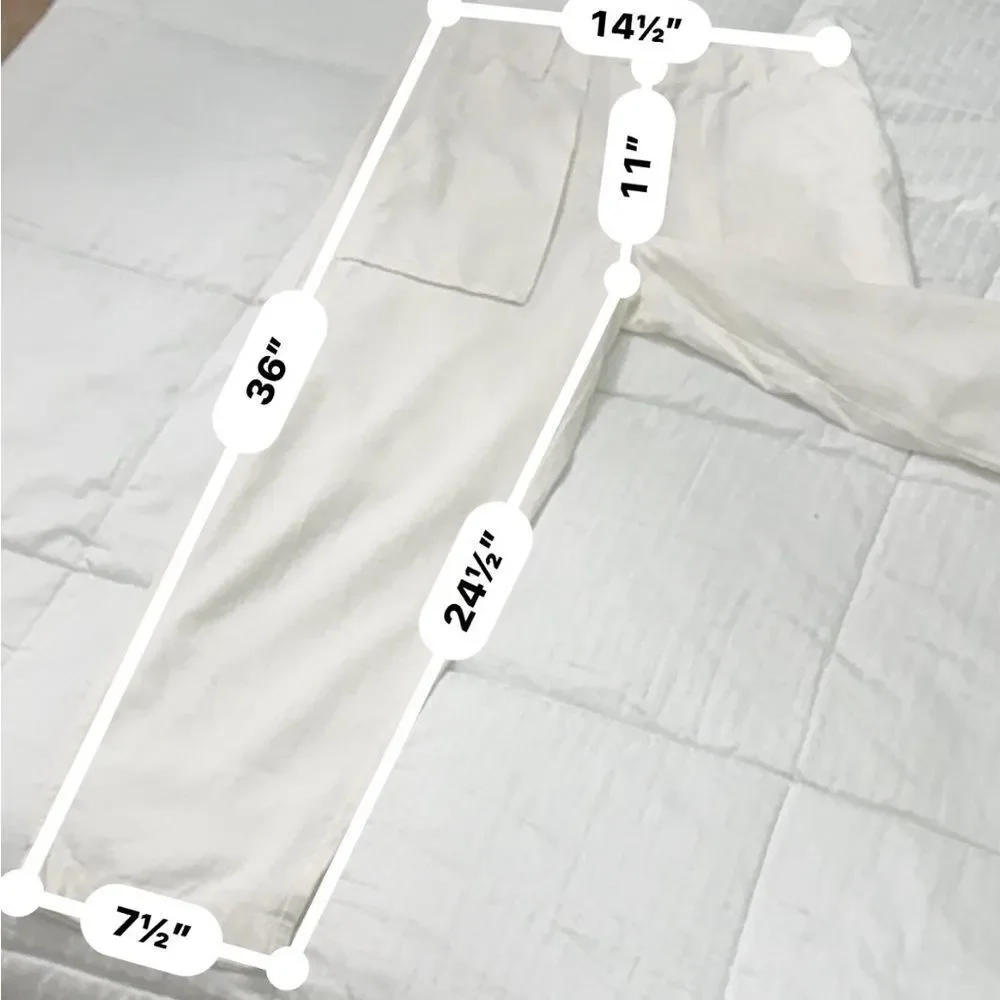 J.Crew Linen Lyocell Utility Pants 6P Ivory Tapered Pocket Front Flat Front